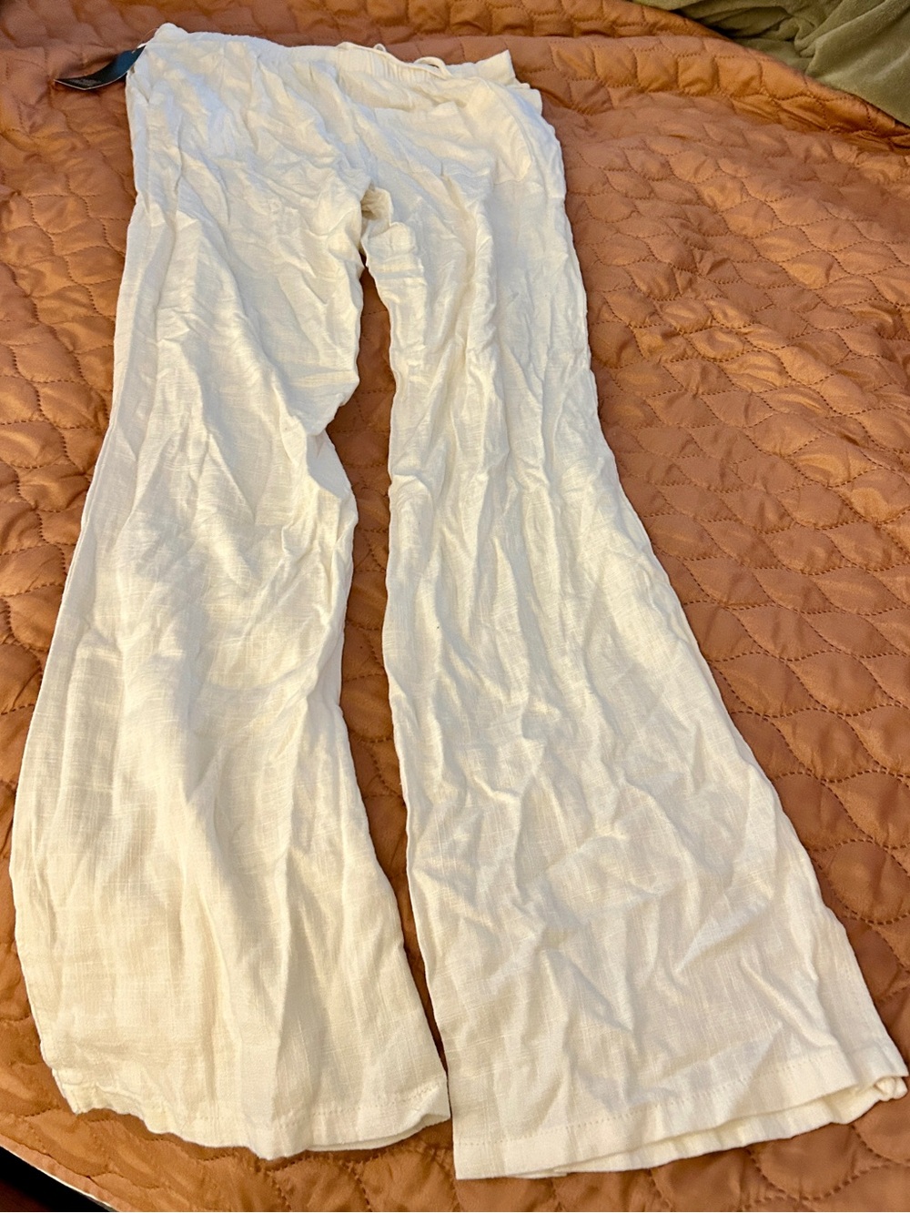 White Flared Pants - Lightweight Casual Bottoms